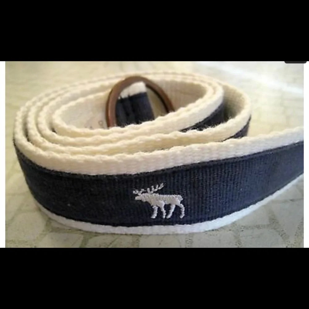 2-1 NEW Signature ABERCROMBIE & FITCH NAVY BLUE & WHITE COTTON-CANVAS